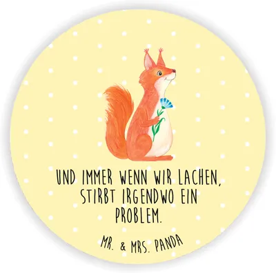Produktbild von Mr. & Mrs. Panda Kühlschrankmagnet Eichhörnchen Blume - Gelb Pastell - Geschenk, magnet für fotos, glücklich Spruch, Motivation Sprüche, pinwand, whiteboardmagnet, Lachen