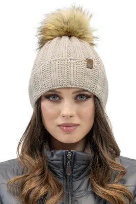 Produktbild von VIVISENCE Damen Winter Mütze Mit Kunstpelzbommel Strickmützen Aus Warmem Garn Mi
