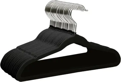 Immagine prodotto di Appendiabiti per bambini Fluwelen - 22 pezzi appendiabiti antiscivolo, gancio salvaspazio e girevole a 360°, appendini in pile premium da 35 cm per bambini e ragazzi (nero)