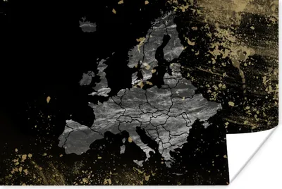 Produktbild von MuchoWow® Poster Karte - Europa - Grau 60x40 cm - Schlafzimmerdekoration