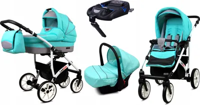 Produktbild von BabyLux® Largo | 4in1 Kinderwagen Set | Mint | Kombikinderwagen | Kinderwagenset | Isofix-Basiss