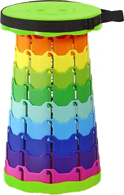 Produktbild von Ausziehbarer Hocker mit Tragegriff, tragbar, höhenverstellbar, leicht, robust, ideal für Camping, Picknick, Angeln, Teleskop-Klappstuhl