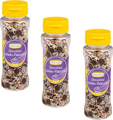 Produktbild von 3 x Streudekor Schokoplätzchen bunt, 95g