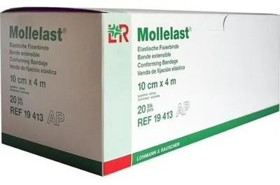 Productafbeelding van Mollelast elastische fixeerbind, 10 cm x 4 m, verpakking met 20 stuks