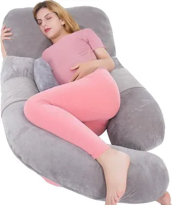 Produktbild von Famanu U-förmiges Körperkissen 152 cm - Stillzeit - Schwangerschaft - Abnehmbares Stützkissen - Grau