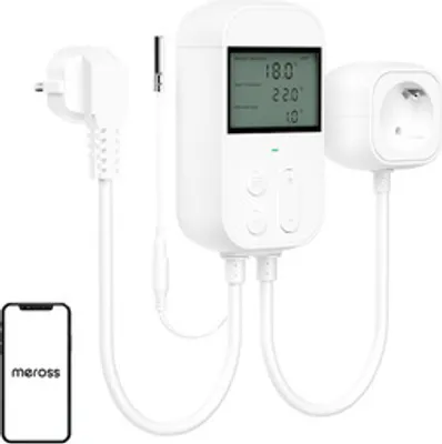 Produktbild von Meross MTS960HK, Digitales Thermostat, Room, Weiß, 0,5 °C, °C, °F, Tasten