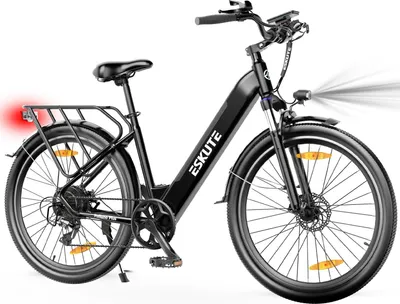 Image de Vélo électrique ESKUTE Polluno Plus 28INCH - Moteur 250W Batterie 36V20AH Pneus 28 Pouces Freins à Disque Mécaniques - Noir