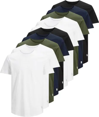 Produktbild von JACK&JONES Herren T-Shirt, 10er Pack - JJENOA, kurzarm, Rundhals, Baumwolle, einfarbig Weiß/Grün/Blau/Schwarz L