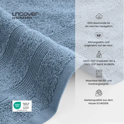 Produktbild von uncover by SCHIESSER Handtuchset Brooklyn | Einfarbig | 4-teilig | 100% Baumwolle | Kuschelweich & Saugstark | 50x100 cm | Hellblau