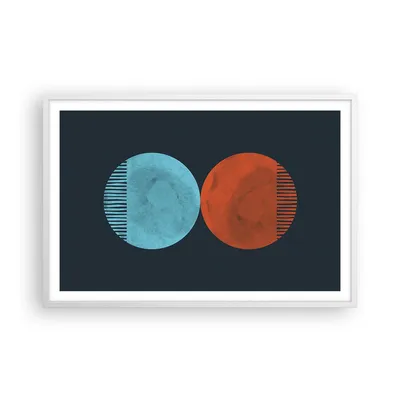 Produktbild von Gerahmtes Poster - Weißer Rahmen - Abstraktion Blau Rot - 91,5x61 cm - Wand Bild - Wanddeko - Wandbilder - Kunstposter - Wandposter - Bilderrahmen - Bilder - Kunstdruck - P2WAA91x61-4720