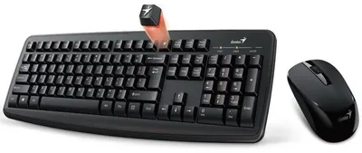 Produktbild von Genius Smart KM-8100, Kabellose optische Tastatur und Maus Set, AAA, US, Klassisch, 2.4 [Ghz], Kabellos, Schwarz