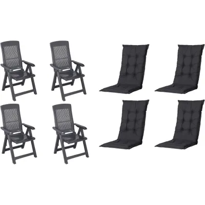 Produktbild von Progarden Klappsessel Tampa mit Auflage 4er Set anthrazit / black
