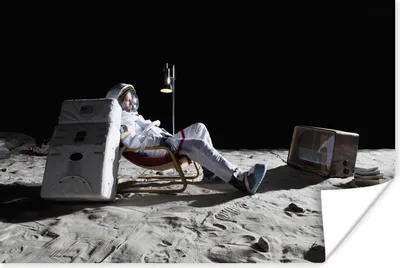 Produktbild von MuchoWow® Poster Astronaut - Mond - Fernsehen 120x80 cm - Bilder