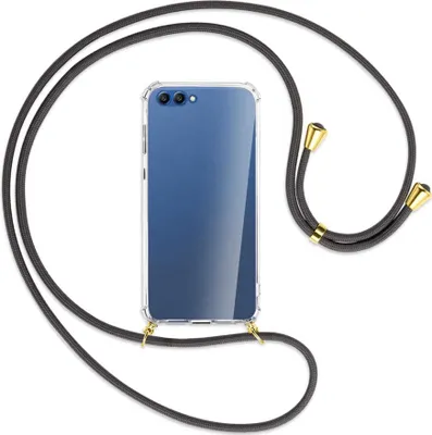 Produktbild von Handykette Backcover-Schutzhülle mit Band (Metall goldfarben) für Honor 10 - dunkelgrau