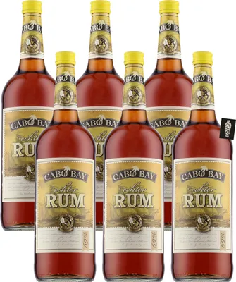 Produktbild von Cabo Bay 6er-Set echter Rum 6x1L (69% vol.) inkl. Mixcompany Postkarte- [Enthält Sulfite]