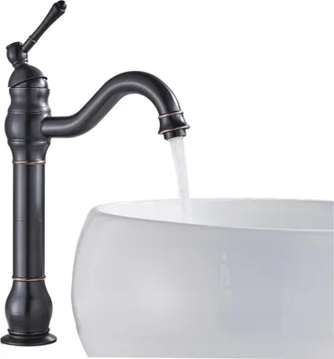 Produktbild von Waschbeck armatur, Wasserhahn Bad Retro, Schwarz abgerieben, Hochdruck, mit Regulierung von Wasserfluss und Wassertemperatur