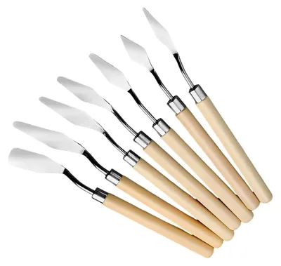 Produktbild von Malerspachtel-Set mit Holzgriff für verschiedene Farben (7 Stück)