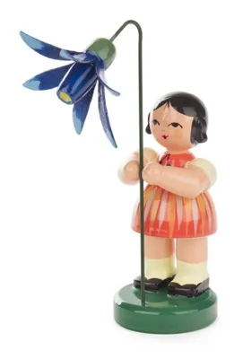 Produktbild von Ostern & Frühjahr Blumenmädchen orange gestreift, Blume blau BxHxT 25x90x25mm NEU