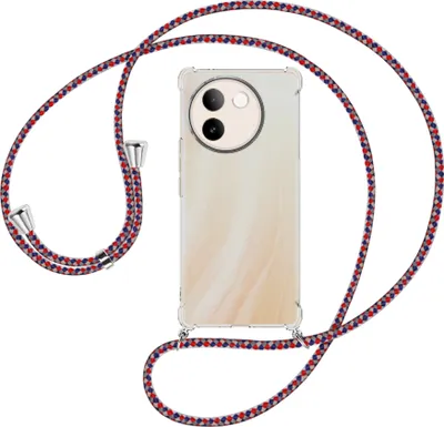 Produktbild von Handykette Backcover-Schutzhülle mit Band (Metall silberfarben) für vivo V30E 5G / V40 lite 5G - silber/blau/rot