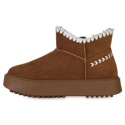 Produktbild von VAN HILL Damen Warm Gefütterte Winter Boots Stiefeletten Bequeme Schuhe 841456, Farbe: Hellbraun, Größe: 37