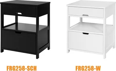 Produktbild von SoBuy FRG258-SCH Beistelltisch Nachttisch Nachtschrank mit 2 Schubladen und 2 Ablagen Nachttisch schmal Nachttische schwarz BHT ca.: 45x55x38cm