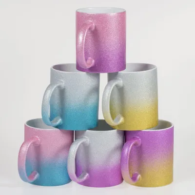 Produktbild von Sublimationstasse - GLITTER-BICOLOR in SILVER/PURPLE - 11 oz/330 ml