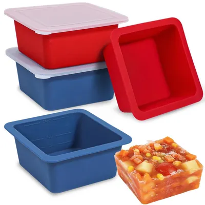 Image de Moules en silicone pour glaçons avec couvercle, lot de 4, 500 ml par compartiment
