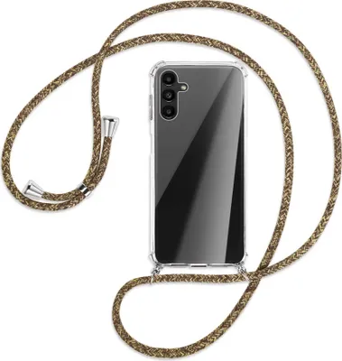 Produktbild von Handykette Backcover-Schutzhülle mit Band (Metall silberfarben) für Samsung Galaxy A13 5G - braun+beige