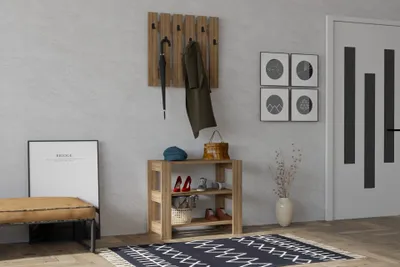 Produktbild von Skye Decor, Friends - Walnut, Hallenstand, Nussbaum, 100 % MELAMINBESCHICHTETE SPANPLATTEN, 69,8 x 33,6 x 60 cm