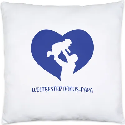 Produktbild von Weltbester Bonus-Papa Kissen inkl. Füllung Spruch Herz Vatertag Geschenkidee Bester Stiefvater