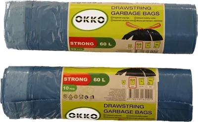 Productafbeelding van OKKO STR blauwe vuilniszakken, 60 liter, 10 stuks