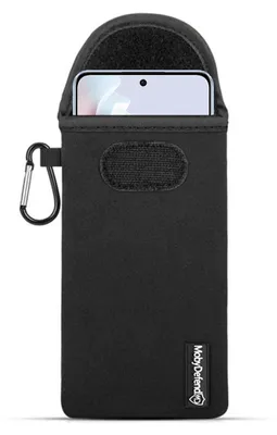 Produktbild von MobyDefend Hülle für Oppo Reno11 F - Neopren Handytasche mit Karabiner für die Gürtelschlaufe - Schwarz