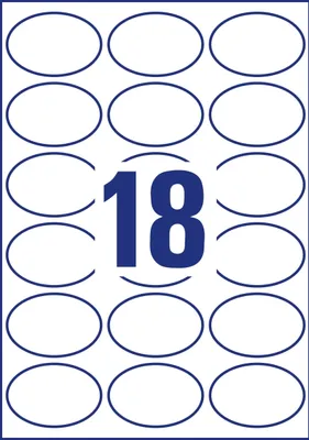 Produktbild von Etiketten oval A4 63,5x42,3mm 10 Bogen/180 Etiketten weiß Packung mit 50 Stück