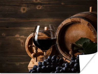 Produktbild von MuchoWow® Poster Wein - Weinglas - Weintrauben - Glas 160x120 cm - Foto Plakat