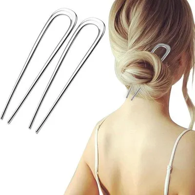 Produktbild von Famanu U-förmige Haarklammern Silber - Metallclips für klassische Frisuren