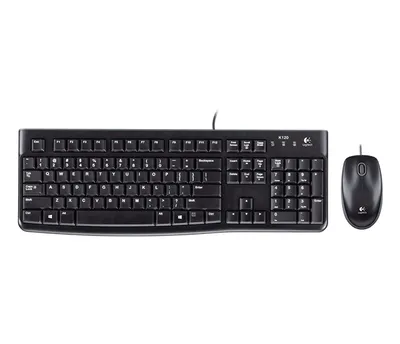 Produktbild von Logitech Desktop MK120, Volle Größe (100%), Kabelgebunden, USB, QWERTZ, Schwarz, Maus enthalten