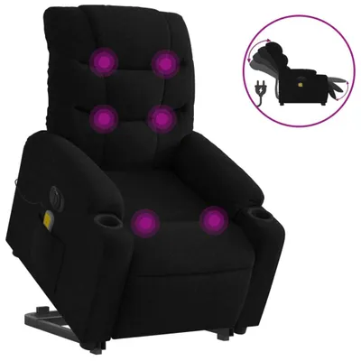 Image de Fauteuil inclinable de massage électrique Noir Tissu
