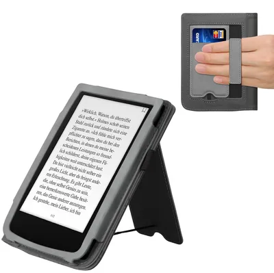 Produktbild von kwmobile Schutzhülle kompatibel mit Pocketbook Touch Lux 4/5/Touch HD 3/Color (2020)/ Vivlio Lux 5 Flip Hülle - Cover mit Handschlaufe - Kompass