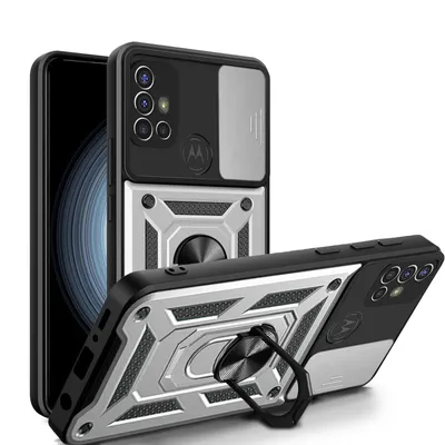 Produktbild von Outdoor Panzer Hülle Motorola Moto G10 G20 G30 Handyhülle mit Kameraschutz Ring Silber