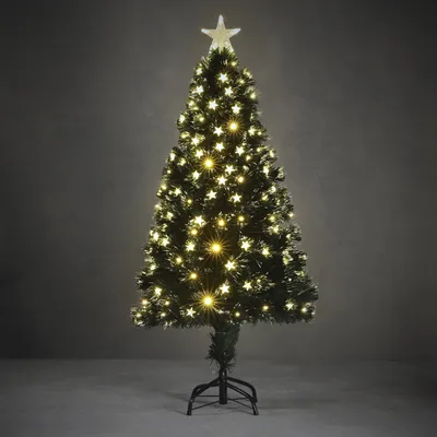 Produktbild von Luca Lighting Künstlicher Weihnachtsbaum mit LED-Beleuchtung – Christmas Tree H150 x Ø65 cm – Sternenförmige Lichter und Gipfel – Grün