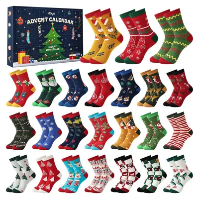 Produktbild von Adventskalender Socken Damen 2026 24 Paar WeihnachtssockenFrauen Mehrfarbig 24 Paare 39-42