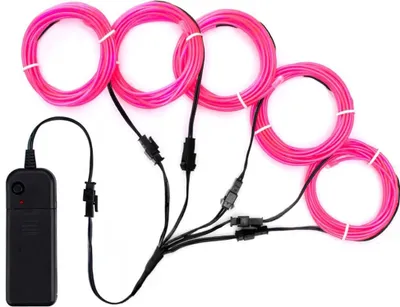 Produktbild von 5*1m EL Kabel Neon Lichtschnur Leuchtschnur LED Licht Glühen Leuchtdraht Halloween Rosa
