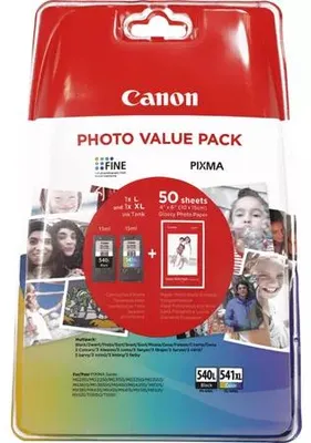 Obrázok produktu pre Canon PG-540L/CL-541XL Photo Value Pack - lesklé - 2 balenia - vysoká výťažnosť - čierna, farebná (azúrová, purpurová, žltá)