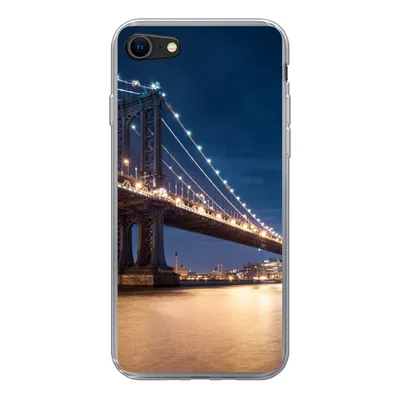 Produktbild von MuchoWow® Handyhülle Schutzhülle Hülle für iPhone SE 2020 New York - Manhattan - Mond Silikon Softcase Handy Hülle - Kartenbesitzer