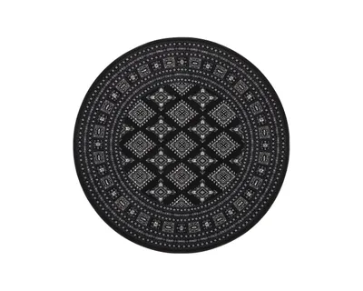 Zdjęcie produktu dla Czarny okrągły dywan, wzór orintalny do salonu 160cm
