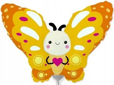 Imagen del producto de Globo de aluminio con forma de mariposa, color amarillo, diseño de prado, ideal para decoración de cumpleaños en primavera, 35 cm