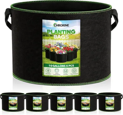 Produktbild von Pflanzsäcke Vliesstoff 10 Gallonen, 6 Stück, mit Handgriffen, für Pflanzen
