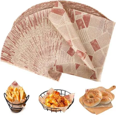 Produktbild von Burgerpapier 200 Blätter 20x30 cm – Fettfreies Sandwichpapier im Zeitungslook