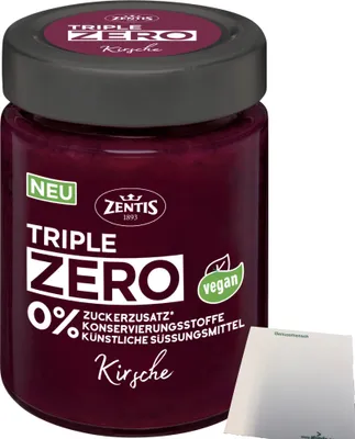 Produktbild von Zentis Triple Zero Aufstrich Kirsch Brotaufstrich (185g Glas) + usy Block