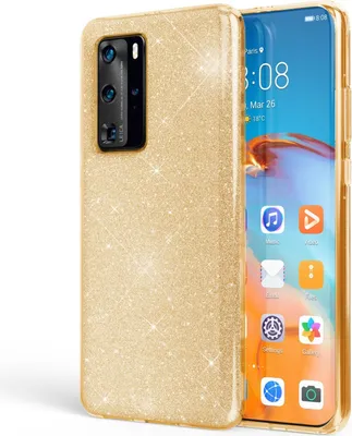 Produktbild von NALIA Glitzer Handyhülle für Huawei P40 Pro, Glitzer Handy Hülle Cover Schutz Tasche Gold